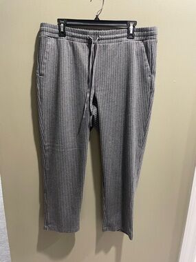LOFT Gray Pinstripe Drawstring Pants